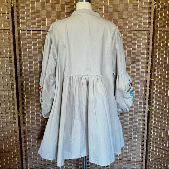 NWOT tan boho mini dress w/ placement embroidery XL - Picture 6 of 10
